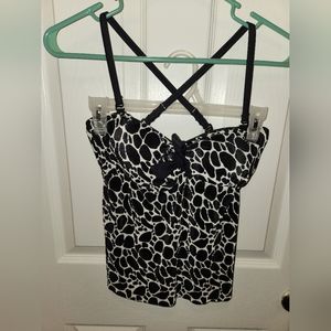 24 & Ocean 2-Piece Swimsuit, Size S, Black & White